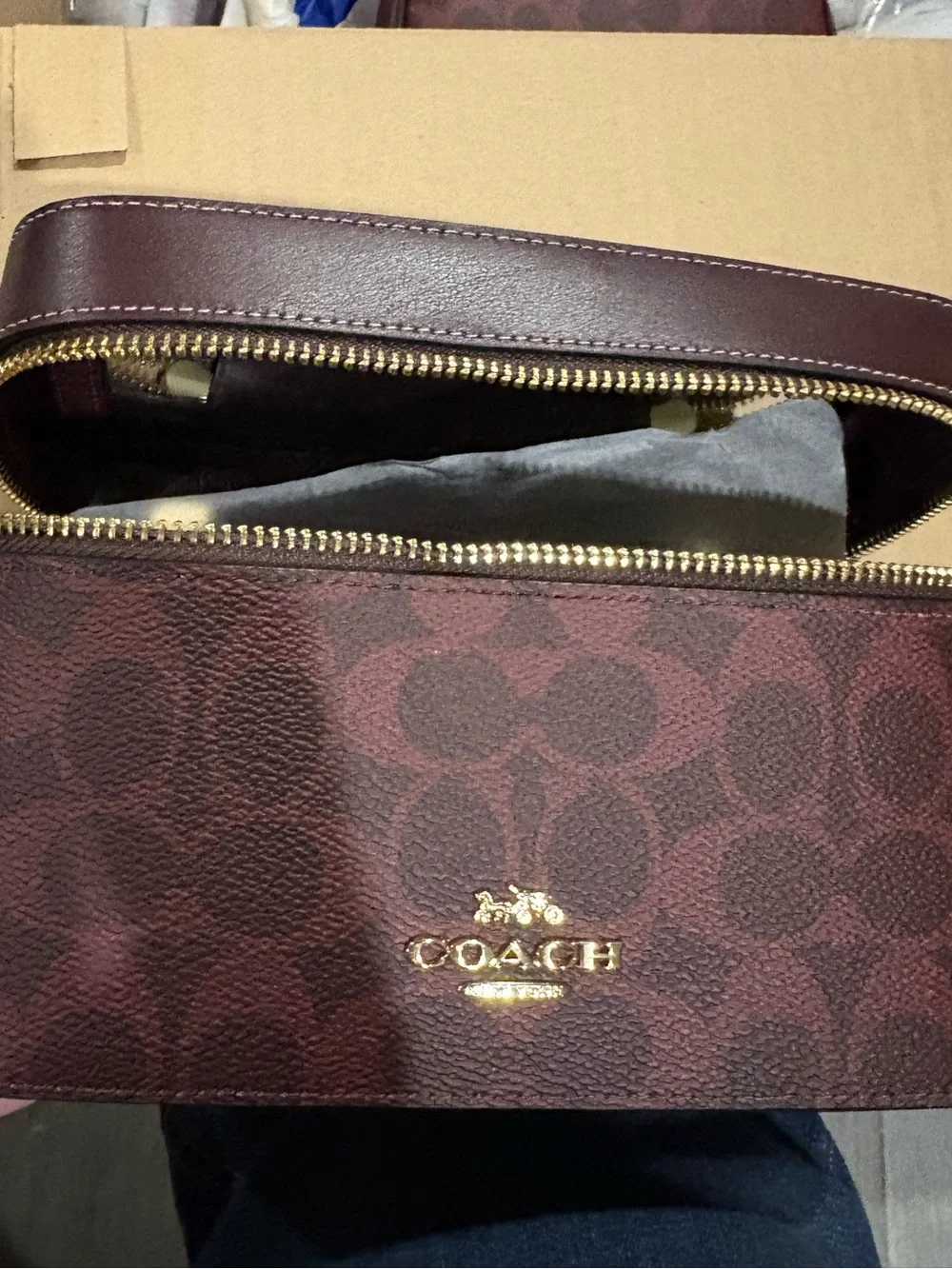 Coach Black Currant Signature Canvas MakeUp Bag